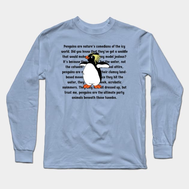 Funny Penguins Facts Long Sleeve T-Shirt by Illustradise